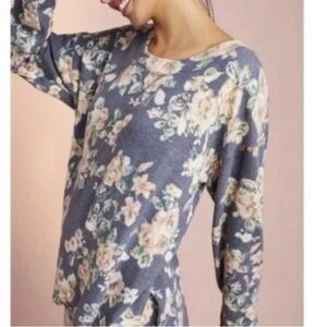 Anthropologie floreat super soft blue floral print oversized top size L